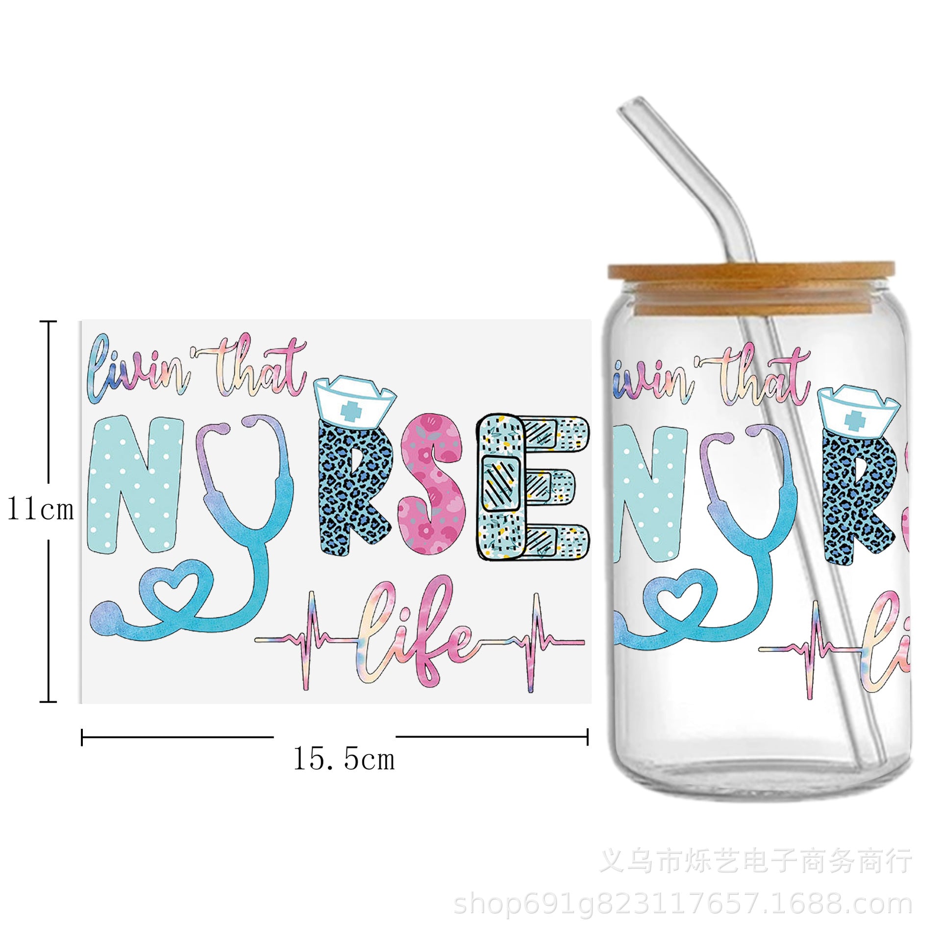 Wholesale Medical Nurse Doctor Health Series UV DTF Transfer Crystal Label Cup Sticker
